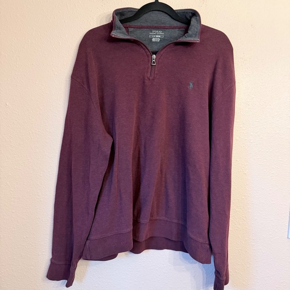 Polo Ralph Lauren Other - Polo Ralph Lauren Mens Large Burgundy Heather Quarter Zip Pullover Sweatshirt